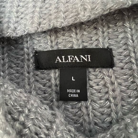 ALFANI Gray Silver Casual Mock neck Pullover Knit Sweater Large - Picture 3 of 6